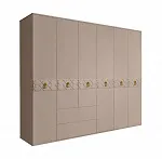 Шкаф 6-ти дверный без зеркал, с выдвижными ящиками, Bogemia-Farfalle (Мокка/Золото) БМШ2/61(Fa)