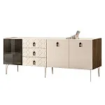 Комод для гостиной 2.1 м Bogemia Woodline Fa (Слоновая кость) (Lakobel/Черный) БМКМ-5[4]