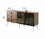 Комод для гостиной 1.6 (2 двери стекло) Bogemia Wood Fa (Мокка) (Lakobel/Черный) БМКМ-4(Wo)[5]