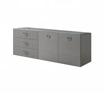 Комод для гостиной 1,6м Bogemia Fly Fillini (Серый) (Novabuk/Хром) БМКМ-4(Fly)