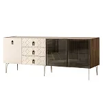 Комод для гостиной 2.1 м Bogemia Woodline Fa (Слоновая кость) (Novabuk/Черный) БМКМ-5[5][10]