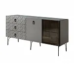 Комод 1.6 (1 дверь стекло и 1 дверь лак) Bogemia-Farfalle (Серый) (Novabuk/Черный) БМКМ-4(Fa) [5][10]