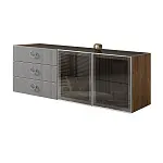 Комод для гостиной 1.6 м Bogemia Woodline Fly Fi (Серый) (Lakobel/Хром) БМКМ-4 [5] (Woodline)(Fly)
