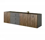 Комод для гостиной 2,1м Bogemia Fly Wood Fi (Серый) (Lakobel/Хром) БМКМ-5(Fly)