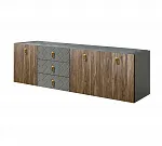 Комод для гостиной 2,1м Bogemia Fly Wood Fa (Серый) (Novabuk/Золото) БМКМ-5(Fly)