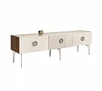 Тумба телевизионная 1,6 м Bogemia Woodline Fi (Слоновая кость) (Lakobel/Хром) БМТ-1[10]
