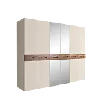 Шкаф 6-ти дв. (с зеркалами) для платья и белья Bogemia Wood Wo (Слоновая кость/Хром) БМШ1/6(Wo)