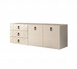Комод для гостиной 1,6м Bogemia Fly Farfale (Слоновая кость) (Novabuk/Черный) БМКМ-4(Fly)