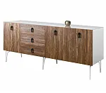 Комод для гостиной 2.1 (3 двери wood) Bogemia Wood Fa (Белый) (Lakobel/Черный) БМКМ-5(Wo)